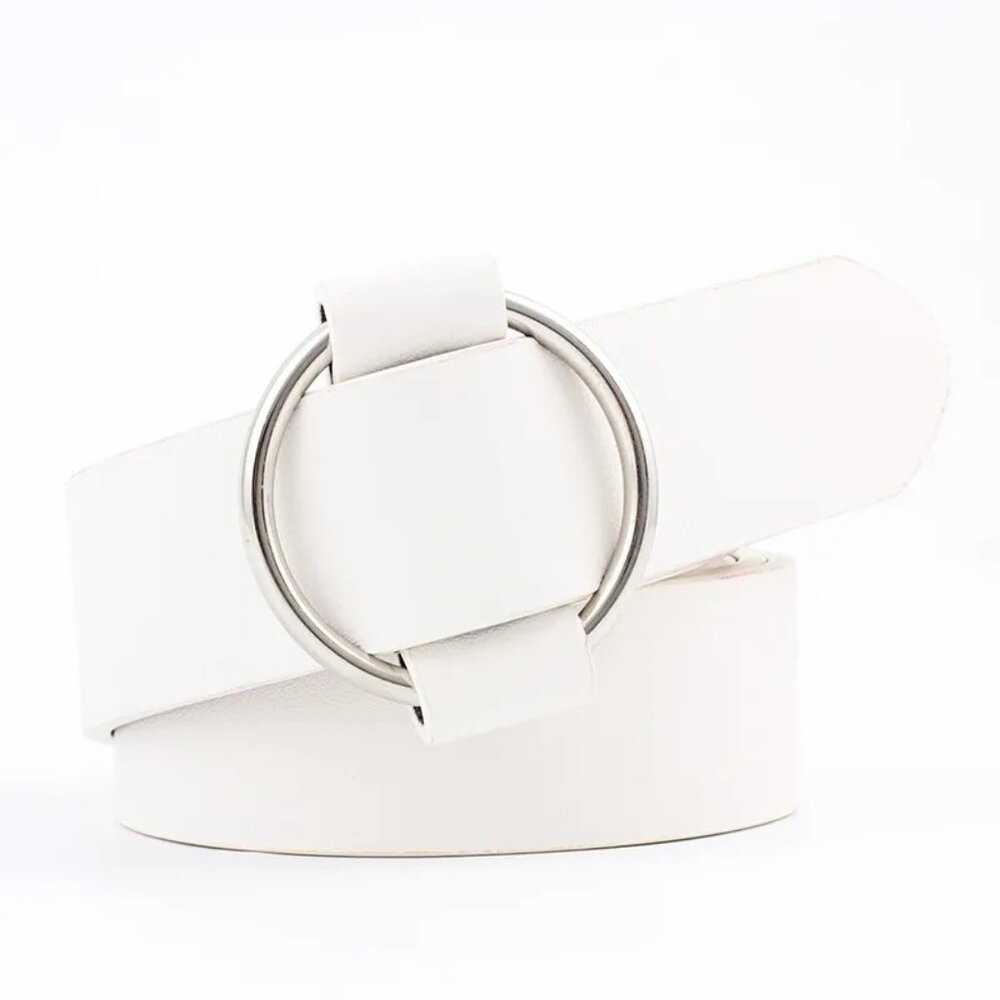 2/$30  NEW White Faux Vegan Leather Belt Cream